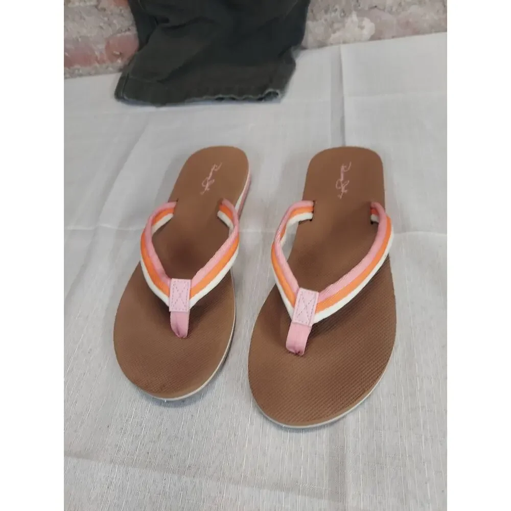 Panama Jack Womens Sz 8 Flip Flops Sandals Brown Pink Orange Thong Beach Summer - Picture 2 of 3
